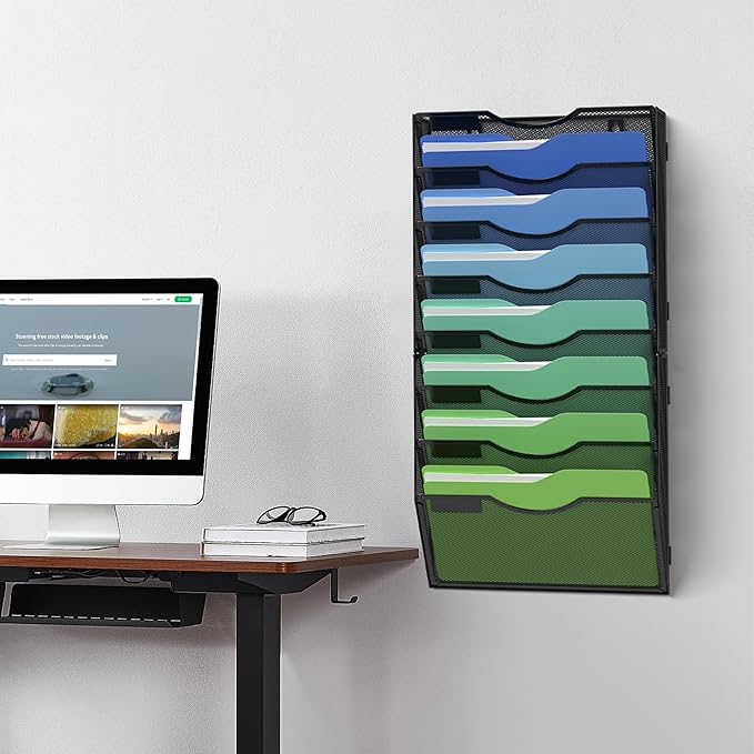 Kuntine.B Wall File Organizer Office Hanging Magazine Holder Wall File Organizer for Office Home