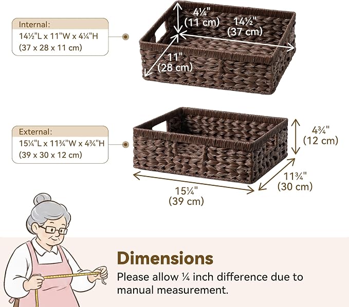 GRANNY SAYS Wicker Storage Basket for Shelves, Wicker Basket for Organizing, Decorative Basket, Woven Basket for Pantry Storage, Brown, 1-Pack