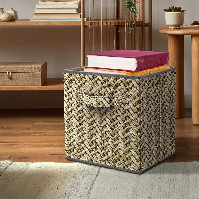 Sorbus Foldable Storage Bins - 11 Inch Sturdy Collapsible Fabric Storage Cubes with Handle - 4 Baskets for Organizing Clothes & Toys - Organization & Storage Baskets for Shelves, Pantry, Closet, Cubby