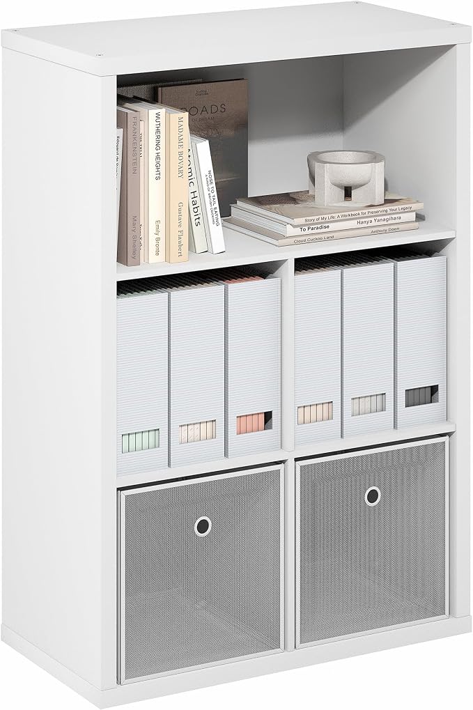 5-Cube Bookcase, Cube Storage Organizer Bookshelf, Book Shelf with Closed Back, 15.3 x 29.9 x 43.3, for Bedroom, Living Room, Home Office, White