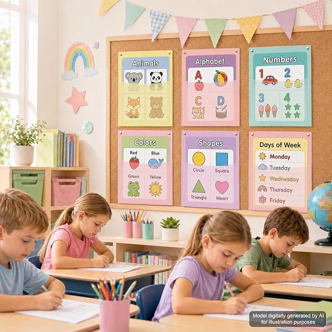 12Pcs Plastic Oversized Wall Pockets 12.6 X 9.4 Inch Hanging Wall File Organizer Hanging File Folders Holder Mail Organizer for Back to School Classroom Home Office Teaching Supplies (Pastel Color)