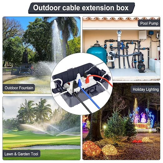 Waterproof Electrical Box, Large Outdoor Extension Cord Covers Waterproof, 8 Cable Seal Entry Weatherproof, IP54 Protect Power Strip, Timer Outlet Plug, Socket, Holiday Light Decoration (Slate Gray)