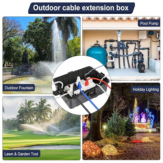 Large Outdoor Electrical Box Waterproof, IP54 Extension Cord Cover Weatherproof Outdoor Outlet Covers, Protect Power Strip, Timer Outlet, Plug, Socket, Holiday Light, Black (12 x 9X 5 inch)