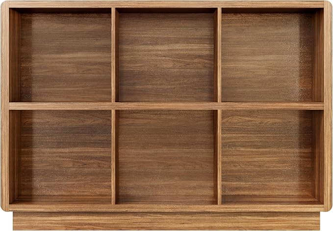 ChooChoo 6 Cube Storage Organizer, Wooden Bookcase with Storage | Cube Storage Bookshelf for Bedroom and Home Office, Brown Walnut