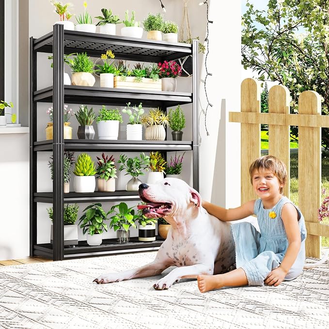 59" W Garage Shelving Heavy Duty Storage Shelves, Adjustable Metal Shelving Unit, Utility Garage Organizer Shelf for Basement, Pantry, Kitchen, Warehouse, Supermarket, 59" W x 19.7" D x 72" H