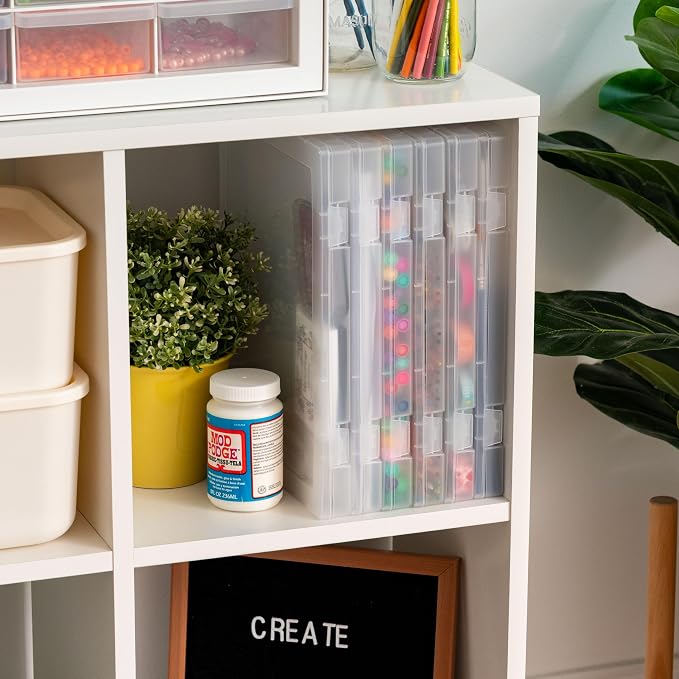 IRIS USA File Box |Made in USA| Fits 8.5"x11" A4 Paper, (6-Pack) - Clear | Organizing Study Cases with Built-In Handle & Snap-Tight Lids, Containers for Puzzles, Scrapbooking, Craft & Art Supplies
