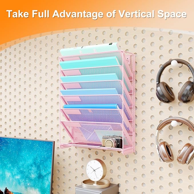 Kuntine.B Wall File Organizer Office Hanging Magazine Holder Wall File Organizer for Office Home