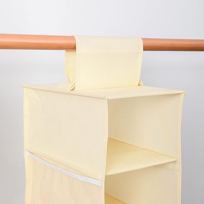 Berdeng Hanging Shoe Organizer for Closet with Side Mesh Pockets,Hat Racks for Baseball Caps,Shoe and Hat Holder & Storage,8-Shelf,Beige,1 Pack