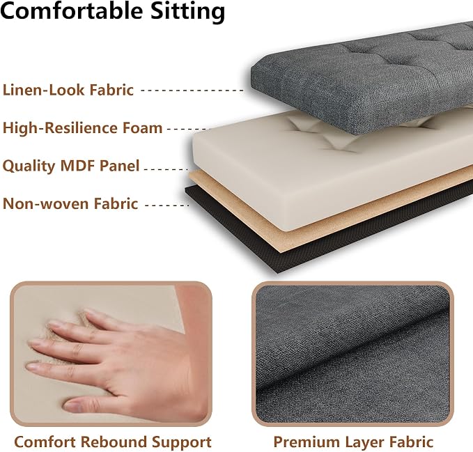 31.5 Inch Foldable Storage Ottoman Bench for Bedroom, Gray | Foldable Footstool, Multi-Functional Foot Rest, End of Bed Bench, Large Hidden Storage Space, Storage Chest For Living Room