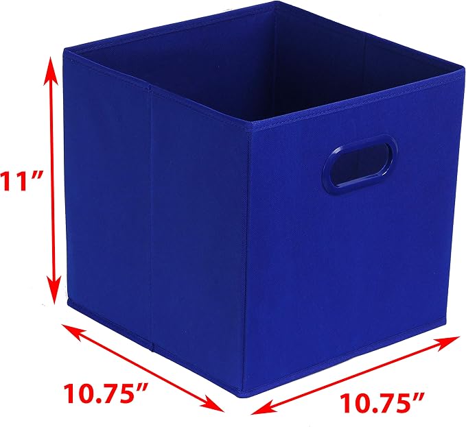 Simple Houseware 11-Inch Foldable Cube Storage Bins with Handles, Dark Blue | 6-Pack Lightweight & Durable Structure Fabric Cubes Organizer for Closet or Shelves
