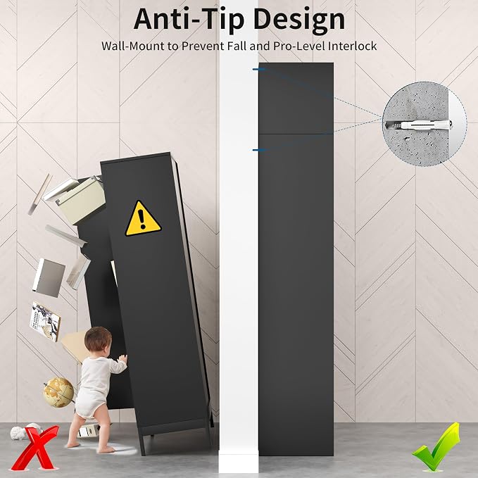 86" Tall Black Metal Storage Cabinet with Doors (2 Boxes) | Freestanding Heavy Duty Steel Kitchen Pantry Cabinet, 4 Adjustable Shelves, Extra Large Cupboard for Home, Office and Garage