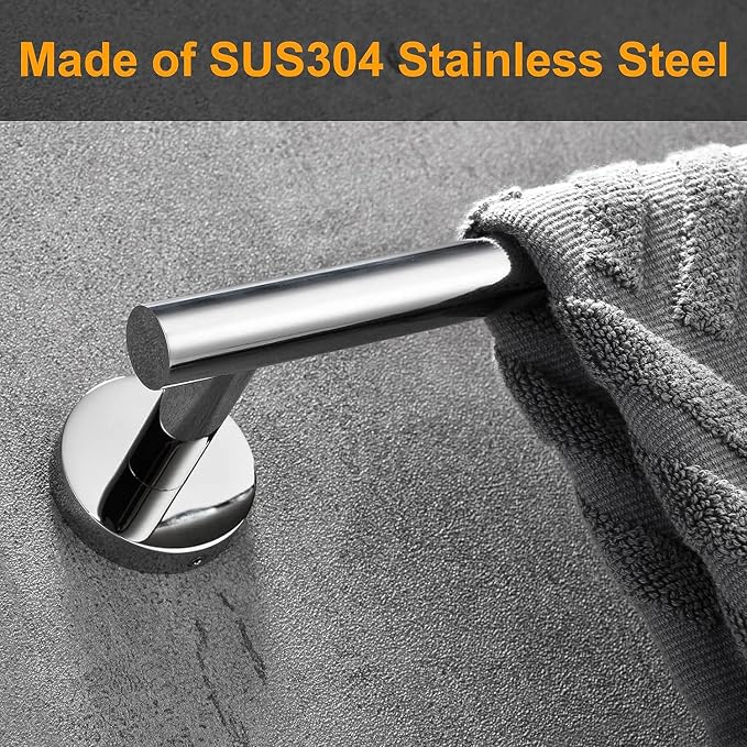 Nolimas Polished Chrome Bath Hand Towel Bar Single Bars Towel Rack Rod Classic Wall Mounted Stainless Steel Toilet Kitchen Bathroom Towel Bar Towel Shelf Single Layer,12inch
