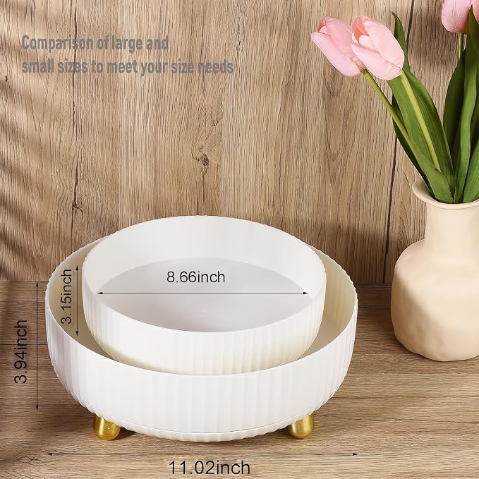 360 Rotating Makeup Perfume Organizer Skincare Tray, Small Ivory White | 360 Degree Spinning Lazy Susan Organizer Lotion Cosmetics Storage for Dresser, Vanity, Bathroom Countertop