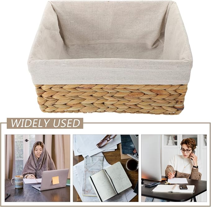GANAZONO Decorative Straw Rattan Basket Storage Organization for Home Straw Basket Handle Woven Decorative Storage Baskets
