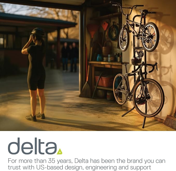 Delta Cycle DeltaGravity Connect 2 Bike Storage Rack - Gravity Fully Adjustable Bike Storage Garage For Road, MTB, and Hybrid Bicycles - Vertical Bike Rack Holds Up To 200 lbs