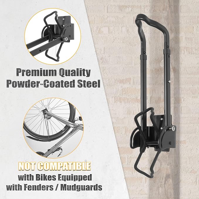 CyclingDeal Swivel Bike Wall Mount Rack - Vertical Adjustable Foldable Bicycle Parking Rack with Wheel Holder - for 20"-29" MTB 700C Road Bikes Home Garage Storage