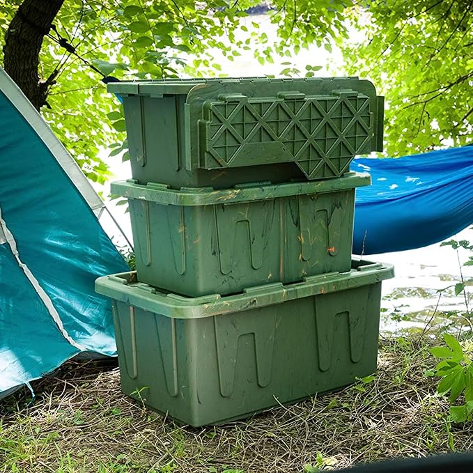 HOMZ Tough Tote Durabilt Storage, 27 Gallon - Set of 2, Green Camo, 2 Pack