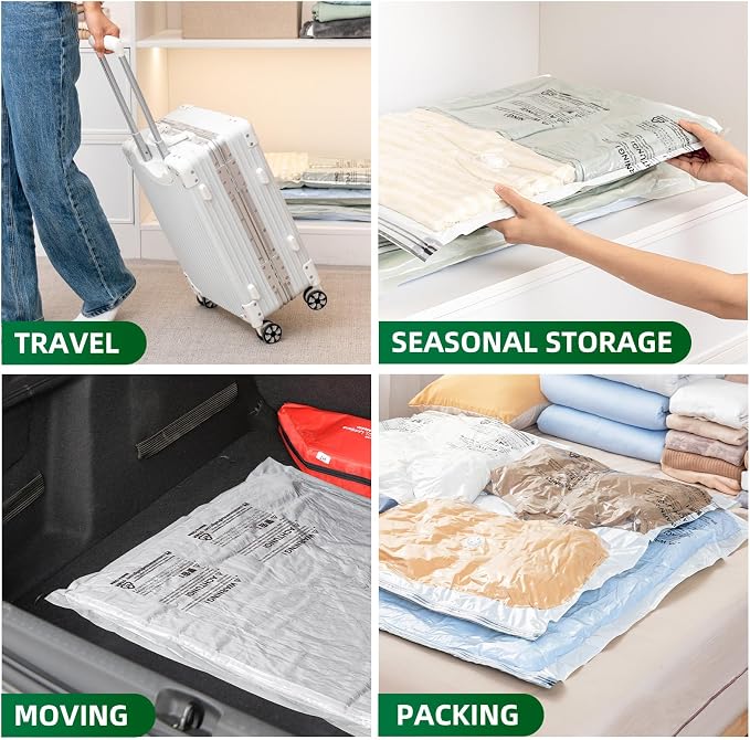 TAILI 6 Pack Vacuum Storage Bags, Jumbo Size (31×40 inch), Cream | Vacuum Seal Bags for Clothing, Extra Large Space Saver for Bulky Beddings, Comforters, Blankets, Pillows, Reusable