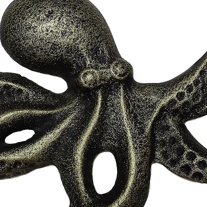 Wall Hooks for Hanging, Iron Octopus Key Holder for Wall, Decorative Hooks 2Pcs - Bronze