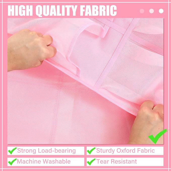 Windyun 2 Pcs 40 Pocket Over The Door Shoe Organizer Large Breathable Mesh Hanging Shoe Rack for Closet Space Saving Shoes Storage Holder Hanger for Dorm Room Bathroom Bedroom Entryway (Pink)
