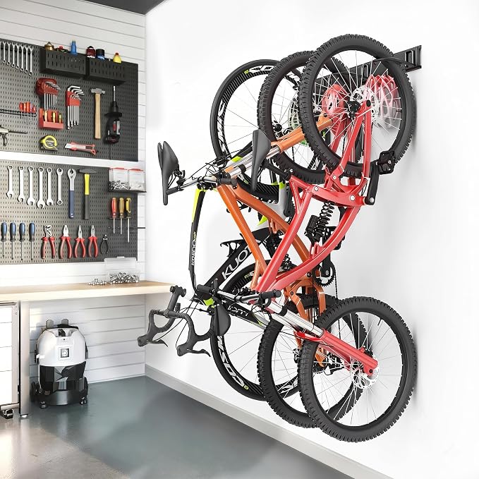 Ultrawall Bike Storage Rack, Wall Mount Bicycle Rack Vertical Bike Hanger for Garage, Home, 3 Bike Racks & 3 Helmet Hooks