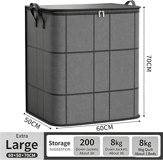 Spacious Moving Storage Bin, Zippered Organizer,XXL Foldable Storage Bags (3PCS, X-Large)