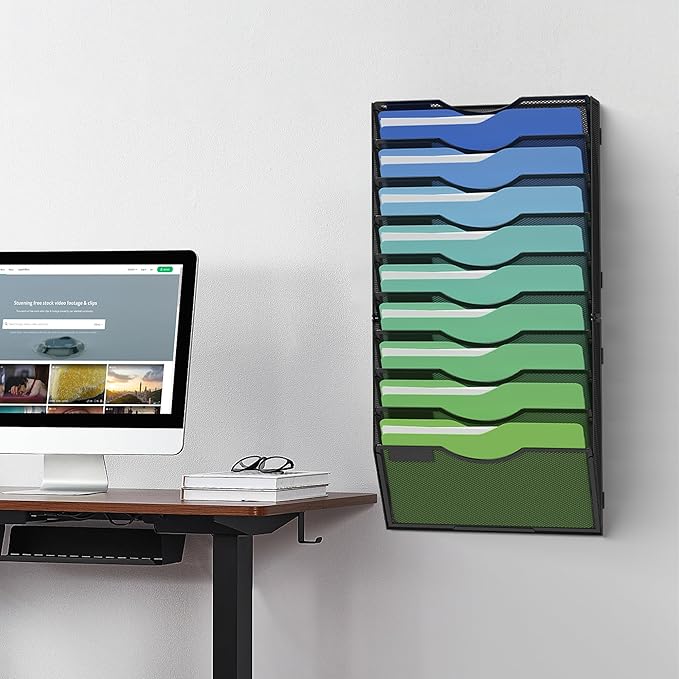 Kuntine.B Wall File Organizer Office Hanging Magazine Holder Wall File Organizer for Office Home