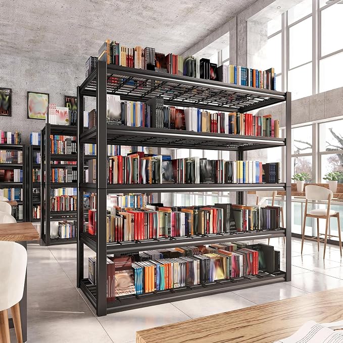 REIBII 48" W Garage Shelving Load 2500LBS, 5 Tier Storage Shelves, Adjustable Garage Storage Shelves, Heavy Duty Shelving for Warehouse, Pantry, Basement, Commercial, 48" W X 72" H X18 D