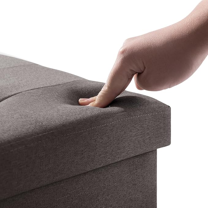 BRIAN & DANY Folding Storage Ottoman Bench, Ottoman with Storage Bench for Bedroom, Living Room, Entryway, Foot Rest with Legs, 15"x30"x15" (Brown)
