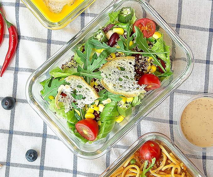 MCIRCO 8-Pack 30 oz Glass Meal Prep Containers - Airtight Glass Lunch Containers with Lids, Microwave, Oven, Freezer & Dishwasher Safe, Green