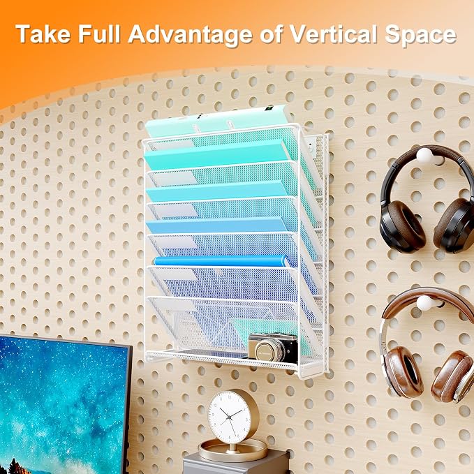 Kuntine.B Wall File Organizer Office Hanging Magazine Holder Wall File Organizer for Office Home