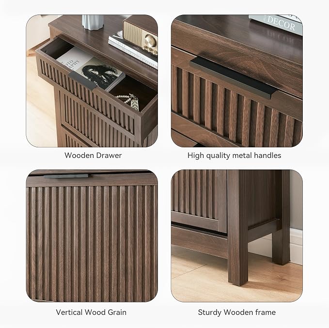 2-Flip Drawer Shoe Cabinet Narrow Entryway Rack, Brown | Vertical Wood Grain, Metal Handles, Adjustable Compartments, Removable Shelf, Anti-Tip Device, for Hallway Foyer Entryway