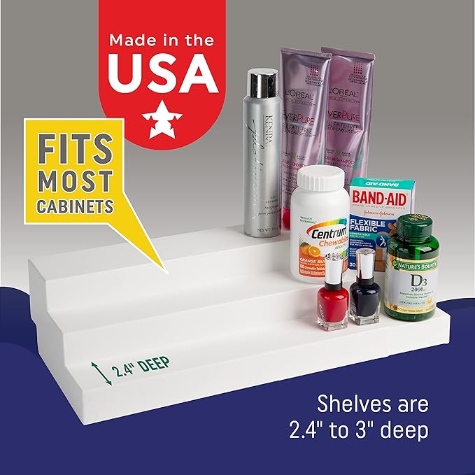 Dial Industries 3 Tier Expandable Cabinet Shelf Organizer, Standard | Slides open to fit narrow or wide cabinets, Adds extra levels for canned goods and jars, Great for pantry, cupboard or closet