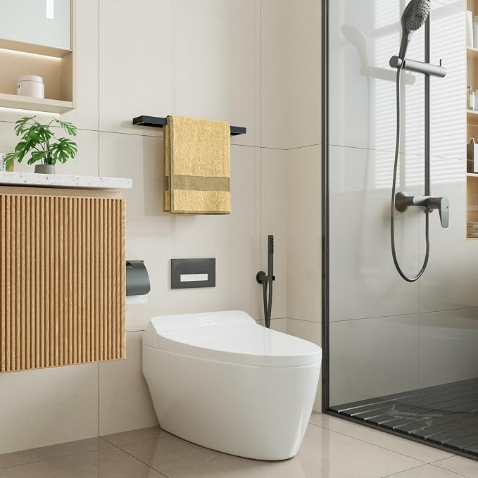 Alise 20 Inch Hand Towel Holder Black Towel Bar for Bathroom Wall Mounted | Towel Hanger Towel Rack for Bathroom Lavatory,SUS304 Stainless Steel Towel Rail for Bath Kitchen, Non-adhesive Mount