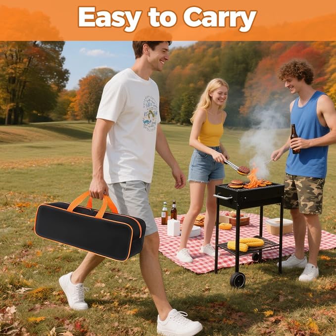 Grill Utensil Storage Bag for Outdoor Grilling, 20 x 6 x 5 in, Black | 1680D Oxford fabric, large capacity grill tool storage bag, accessories storage compatible with Blackstone griddle