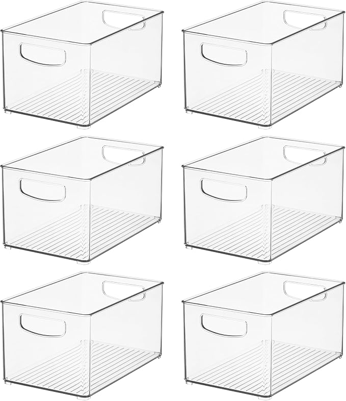 iDesign Stackable Clear Plastic Bin, 6-Pack | Kitchen Organizers and Storage, For Fridge and Pantry