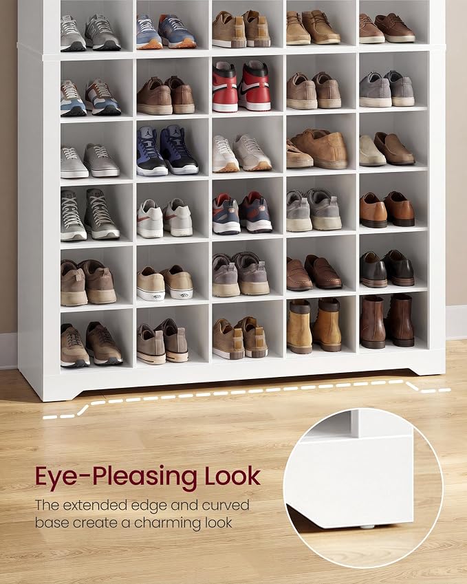 VASAGLE Tall Shoe Cabinet, Farmhouse Shoe Storage Organizer for Entryway, Vertical Wood Rack Holds 50 Pairs, 39.4 x 13.2 x 75.4 inch, Cloud White, Helan Collection ULBS275WB01S