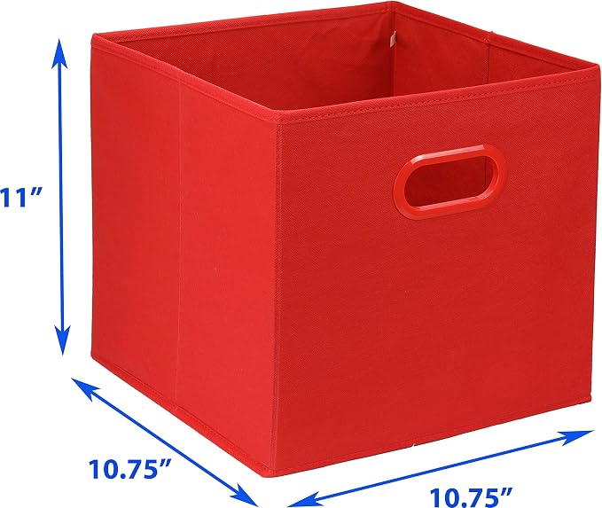 Simple Houseware 11-Inch Foldable Cube Storage Bins with Handles, Red | 6-Pack Lightweight & Durable Structure Fabric Cubes Organizer for Closet or Shelves