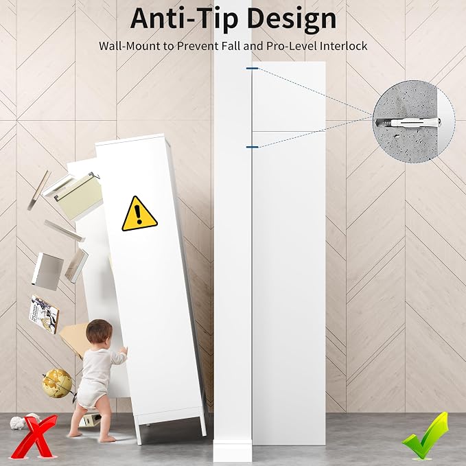 86" Tall Metal Kitchen Pantry Storage Cabinet with Doors | White Freestanding Heavy Duty Steel Cupboard, 4 Adjustable Shelves, Extra Large Organizer for Home and Garage (2 Boxes)