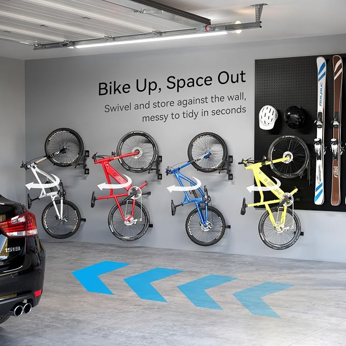 Housolution Swivel Bike Wall Mount for Wheels Sizes up to 29", 1Pack | No Lifting Bike Rack for Garage, Space-Saving Bike Rack Garage, Bike Hanger for Bikes with Max 3.14'' Tire Width