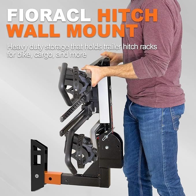 Hitch Wall Mount 2 in Receiver, Max Hold up to 350LBS, Bike and Cargo Rack Organizer, Trailer Hitch Receiver Hitch Bicycle Ski Rack Storage, Foldable Hanging Garage Organizer