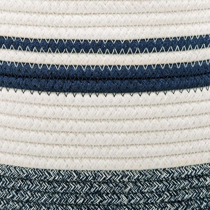 Woven Rope Laundry Hamper Basket by YOUDENOVA, 58L Tall Luandry Basket, Baby Nursery Hamper for Blanket Storage in Bedroom-Large-Blue | Large Woven Laundry Hamper with Sturdy Handles, Collapsible Home Decor Laundry Basket for Laundry, Clothes, Toys in ...