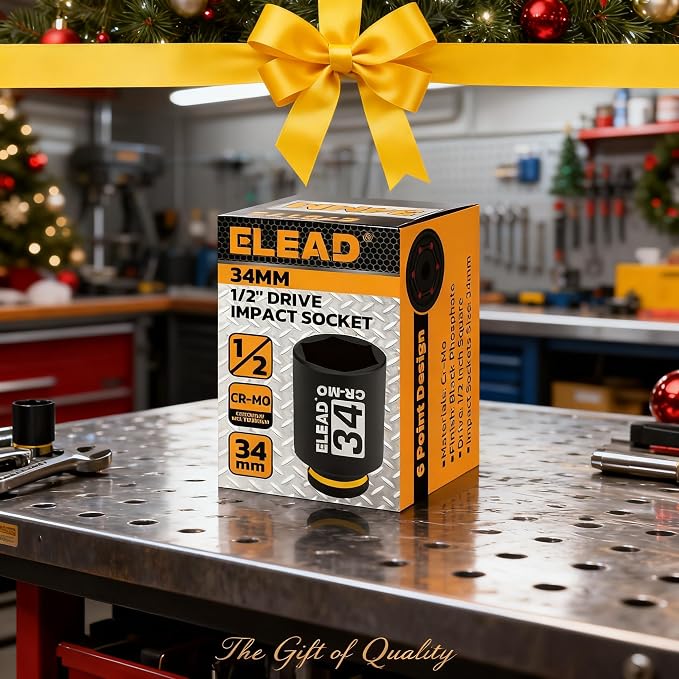 34 mm Socket 1/2" Drive Deep Impact Socket, Metric 6 Point 1/2-inch Drive Impact Axle Nut Sockets, CR-MO Nut Socket Set, Tools for Easy Removal of Axle Shaft Nuts