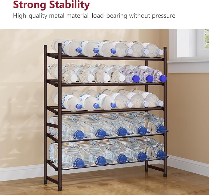 Expandable Shoe Rack for Closet 5 Tier, 28“-41“Stackable, Bronze | Adjustable Shoe Organizer Closet Shoe Rack Floor, Metal Shoe Shelf Storage for Entryway, Closet, Garage, Front Door Entrance