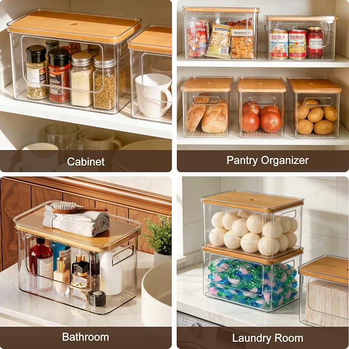Hudgan Potato and Onion Storage Bin for Pantry Organizers Straight Side, Stackable, 2 Set