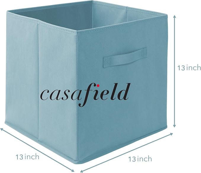 Casafield Set of 6 Collapsible Fabric Cube Storage Bins, Baby Blue - 13" Foldable Cloth Baskets for Shelves, Cubby Organizers & More