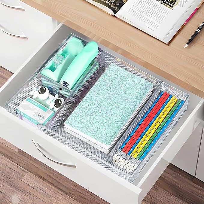 Green Office Desk Accessories Set with Stapler, Tape Dispenser and More | Green Office Supplies Set with Stapler, Tape Dispenser, Scissors, Clips and More for Organized Workspace