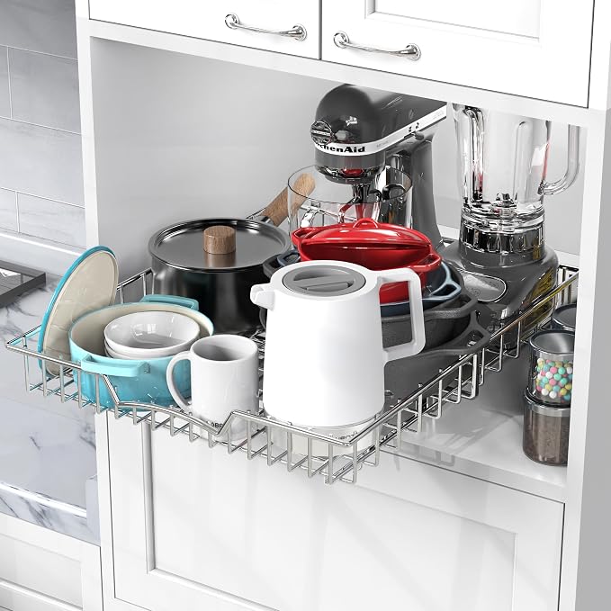 Simple Houseware Under Cabinet Pull Out Sliding Shelf Drawer, 21Dx17W | for Kitchen Organizer
