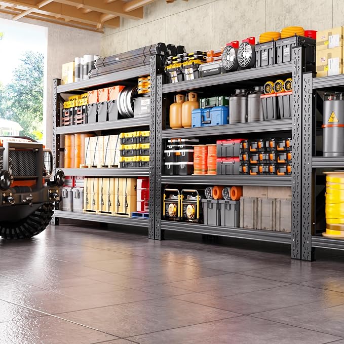 2 Set 79" W Heavy Duty Storage Shelves, 8000LBS Adjustable Garage Shelving Unit, Rust Proof Large Metal Storage Rack, 24" Dx79 Wx74 H Industrial Shelving for Warehouse, Basement, Supermarket