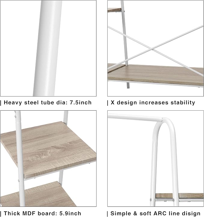 Finnhomy Metal Clothes Closet Rack, Clothing Rack for Hanging Clothes White Heavy Duty Garment Rack with 5 Wood Shelves Freestanding Portable Closet Organizer for Bedroom/Entryway/Boutiques